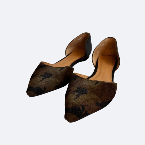 Banana Republic Womens D'Orsay‎ Flats Sz 7 Camo Calf Hair Pointed Toe - Picture 1 of 8